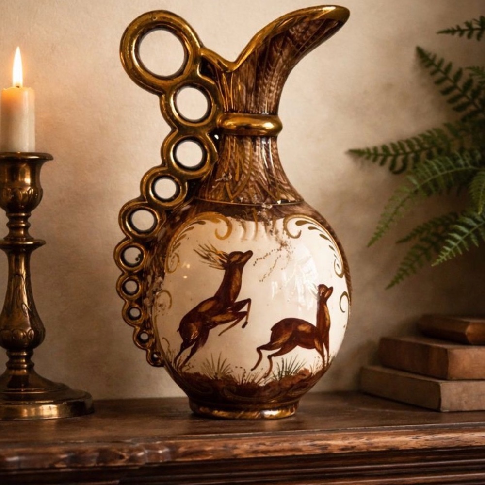 Elegant Gold and Brown Deer Vase
